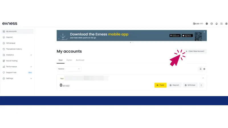 「+新規口座開設」をクリック