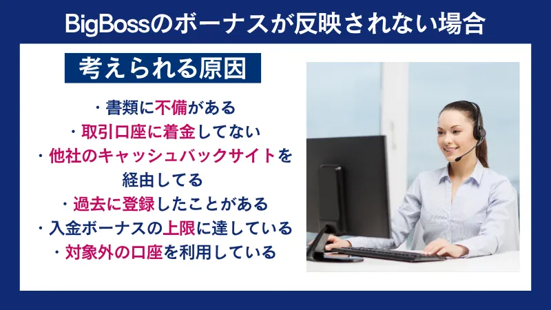 BigBossのボーナスが反映されない場合