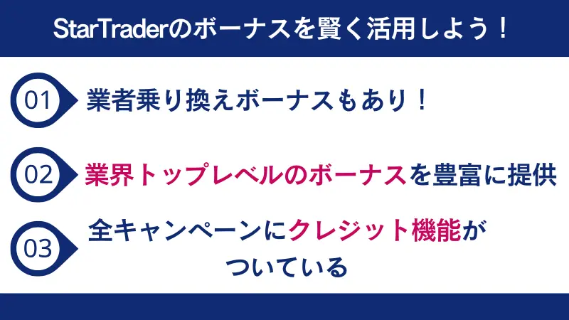 StarTrader(スタートレーダー)のボーナスを賢く活用しよう!